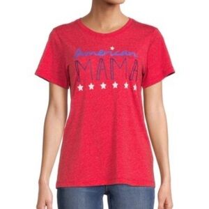 Way To CELEBRATE! Women's American Mama Brilliant Heather Red TShirt Size Large